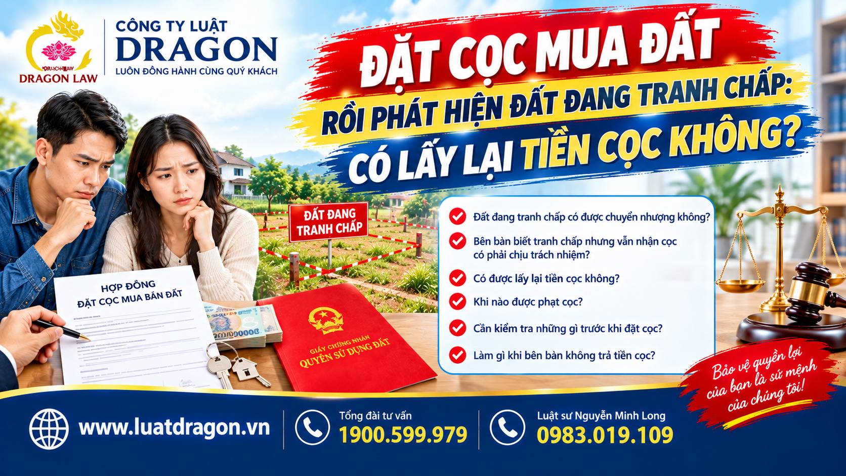Đặt cọc mua đất rồi phát hiện đất đang tranh chấp: Có lấy lại tiền cọc không?
